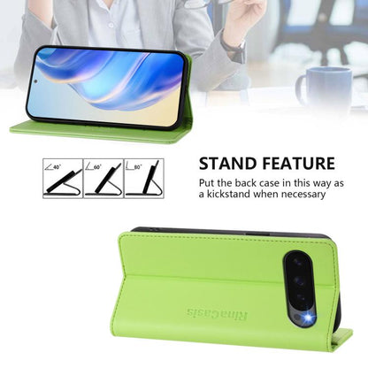 For Google Pixel 10 / 10 Pro 5G Global RC01 Dual-Folded Magnetic Suction RFID Leather Phone Case(Grass Green) - Google Cases by buy2fix | Online Shopping UK | buy2fix