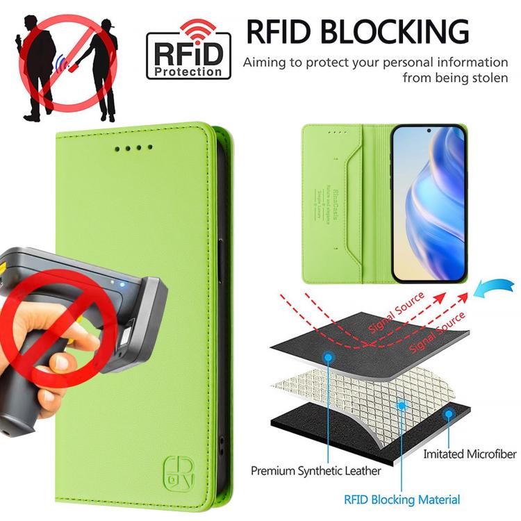 For Google Pixel 10 / 10 Pro 5G Global RC01 Dual-Folded Magnetic Suction RFID Leather Phone Case(Grass Green) - Google Cases by buy2fix | Online Shopping UK | buy2fix