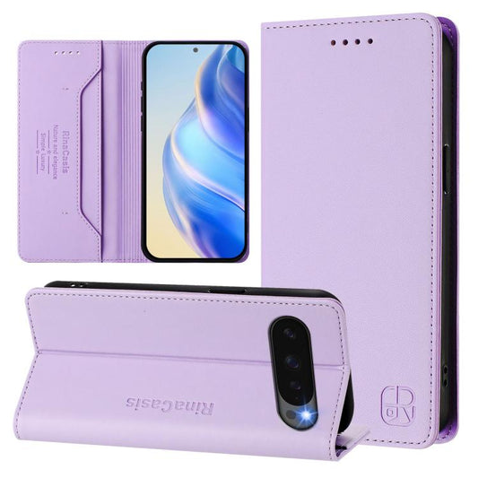 For Google Pixel 10 / 10 Pro 5G Global RC01 Dual-Folded Magnetic Suction RFID Leather Phone Case(Light Purple) - Google Cases by buy2fix | Online Shopping UK | buy2fix