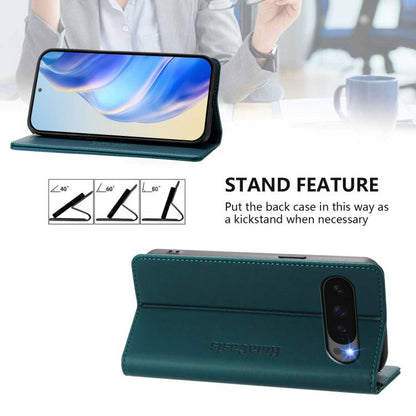 For Google Pixel 10 / 10 Pro 5G Global RC01 Dual-Folded Magnetic Suction RFID Leather Phone Case(Dark Green) - Google Cases by buy2fix | Online Shopping UK | buy2fix
