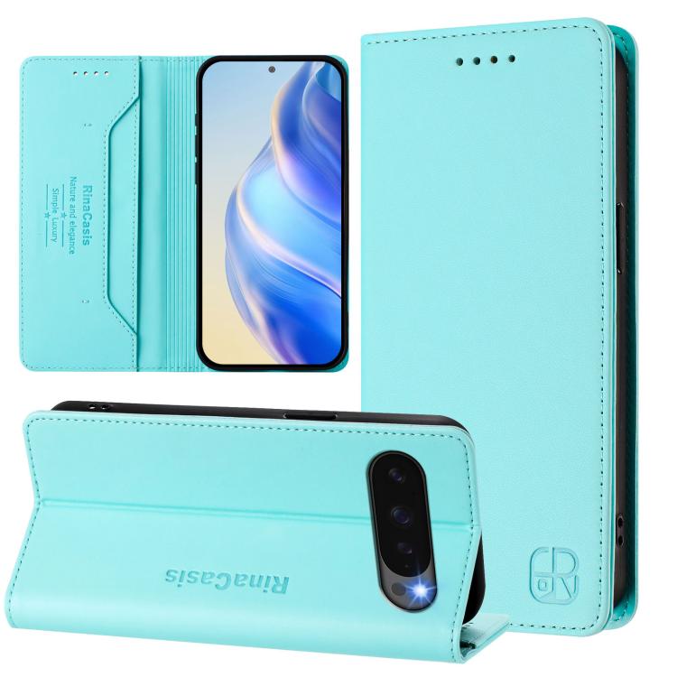 For Google Pixel 10 Pro XL RC01 Dual-Folded Magnetic Suction RFID Leather Phone Case(Mint Green) - Google Cases by buy2fix | Online Shopping UK | buy2fix