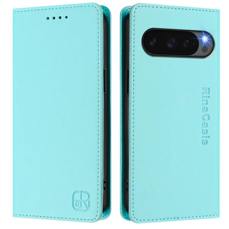 For Google Pixel 10 Pro XL RC01 Dual-Folded Magnetic Suction RFID Leather Phone Case(Mint Green) - Google Cases by buy2fix | Online Shopping UK | buy2fix