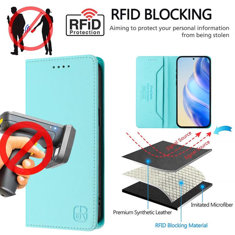 For Google Pixel 10 Pro XL RC01 Dual-Folded Magnetic Suction RFID Leather Phone Case(Mint Green) - Google Cases by buy2fix | Online Shopping UK | buy2fix