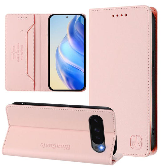 For Google Pixel 10 Pro XL RC01 Dual-Folded Magnetic Suction RFID Leather Phone Case(Pink) - Google Cases by buy2fix | Online Shopping UK | buy2fix