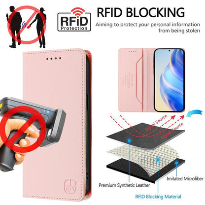 For Google Pixel 10 Pro XL RC01 Dual-Folded Magnetic Suction RFID Leather Phone Case(Pink) - Google Cases by buy2fix | Online Shopping UK | buy2fix