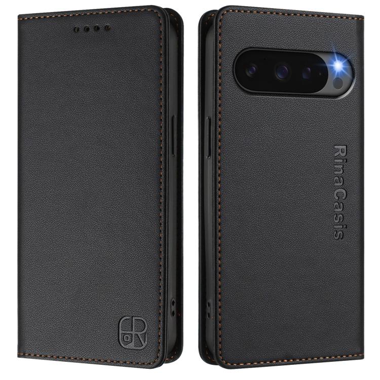 For Google Pixel 10 Pro XL RC01 Dual-Folded Magnetic Suction RFID Leather Phone Case(Black) - Google Cases by buy2fix | Online Shopping UK | buy2fix