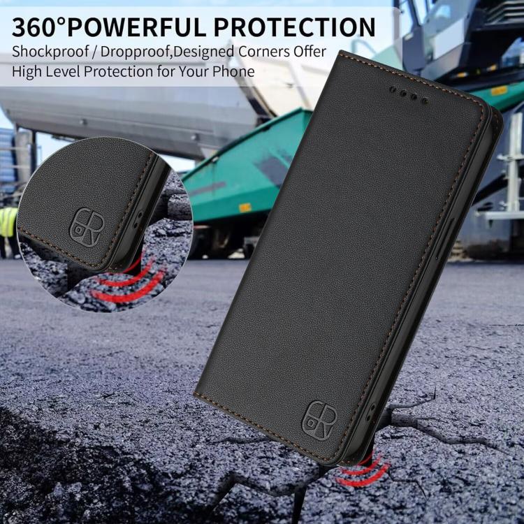 For Google Pixel 10 Pro XL RC01 Dual-Folded Magnetic Suction RFID Leather Phone Case(Black) - Google Cases by buy2fix | Online Shopping UK | buy2fix