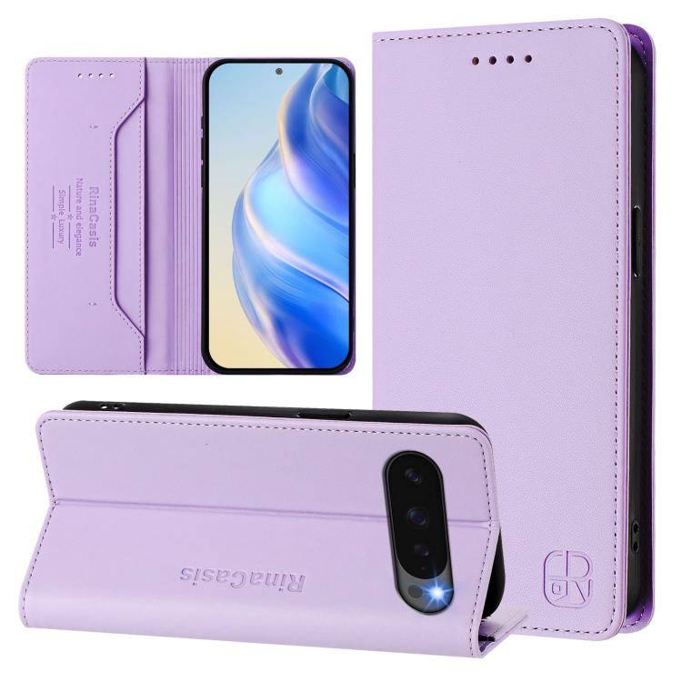 For Google Pixel 10 Pro XL RC01 Dual-Folded Magnetic Suction RFID Leather Phone Case(Light Purple) - Google Cases by buy2fix | Online Shopping UK | buy2fix