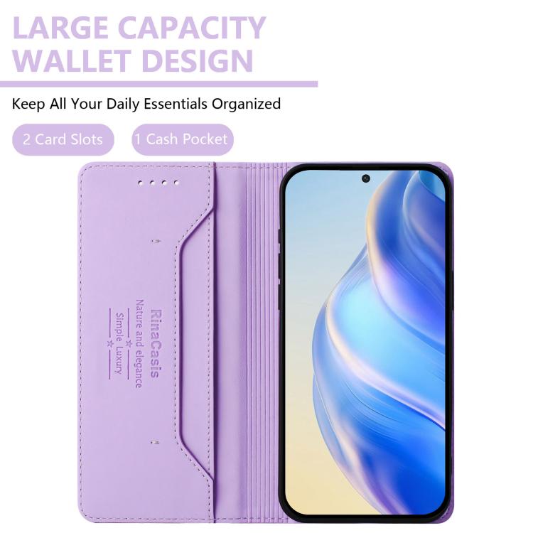 For Google Pixel 10 Pro XL RC01 Dual-Folded Magnetic Suction RFID Leather Phone Case(Light Purple) - Google Cases by buy2fix | Online Shopping UK | buy2fix