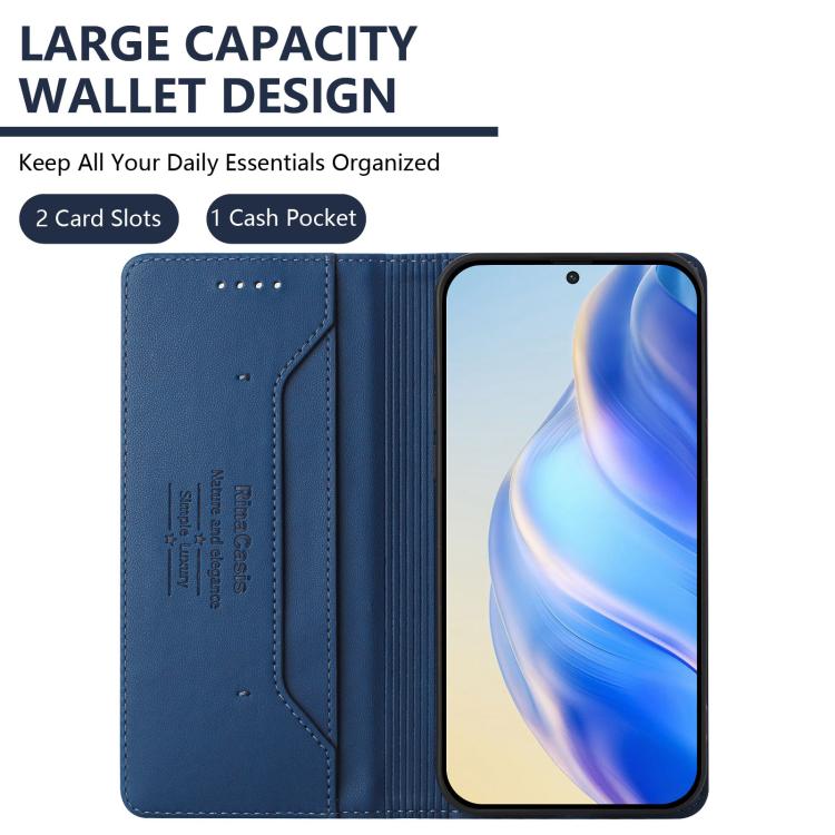 For Google Pixel 10 Pro XL RC01 Dual-Folded Magnetic Suction RFID Leather Phone Case(Dark Blue) - Google Cases by buy2fix | Online Shopping UK | buy2fix