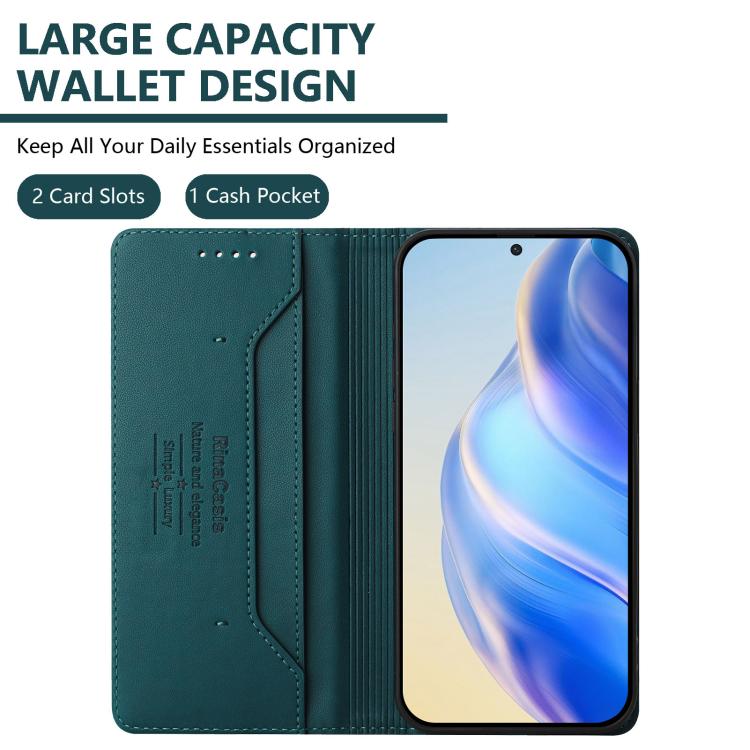 For Google Pixel 10 Pro XL RC01 Dual-Folded Magnetic Suction RFID Leather Phone Case(Dark Green) - Google Cases by buy2fix | Online Shopping UK | buy2fix