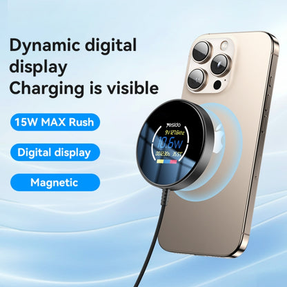 Yesido DS28 15W Smart Digital Display Magnetic Wireless Charger, Length:1.2m(Black) - Wireless Charger by Yesido | Online Shopping UK | buy2fix