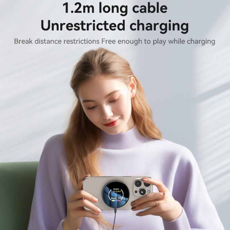 Yesido DS28 15W Smart Digital Display Magnetic Wireless Charger, Length:1.2m(Black) - Wireless Charger by Yesido | Online Shopping UK | buy2fix