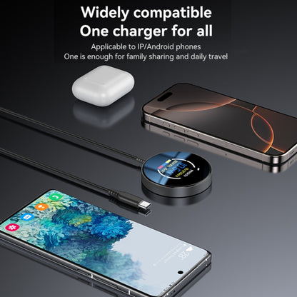 Yesido DS28 15W Smart Digital Display Magnetic Wireless Charger, Length:1.2m(Black) - Wireless Charger by Yesido | Online Shopping UK | buy2fix