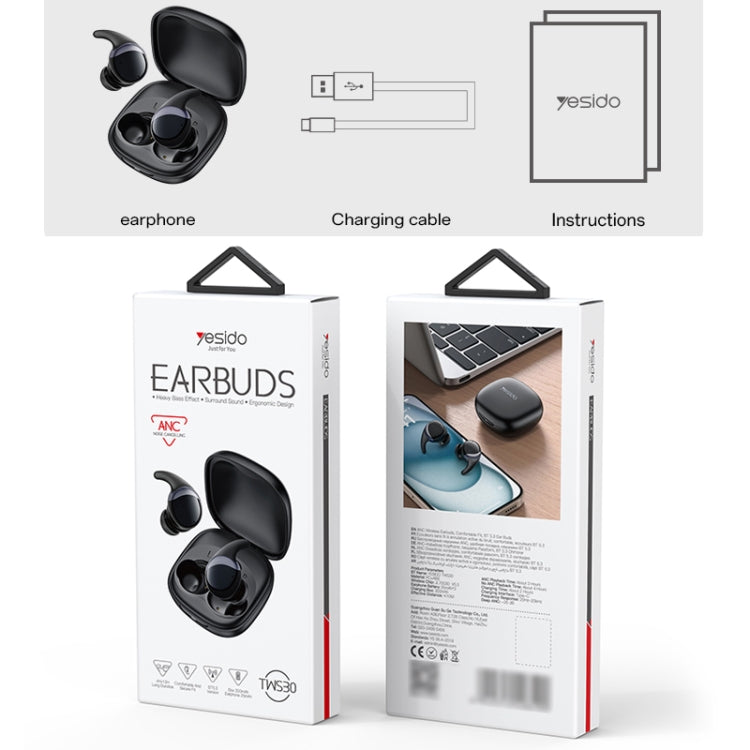 Yesido TWS30 ANC Active Noise Reduction TWS Bluetooth Earphone(Black) - TWS Earphone by Yesido | Online Shopping UK | buy2fix