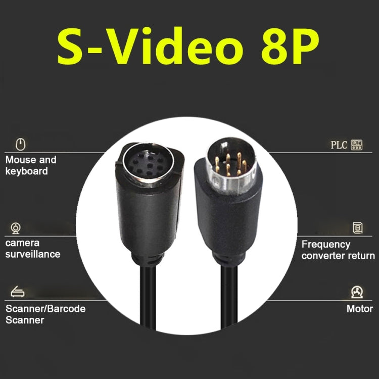 90 Degree mini DIN 8 Pin TV Audio Adapter Cable S-Video TV Box Cable, Length:1.8m(Black) - Cables by buy2fix | Online Shopping UK | buy2fix