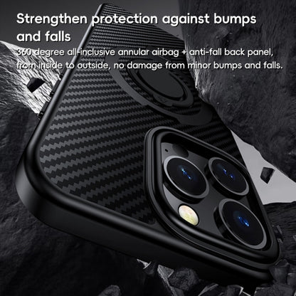 For iPhone 16 Pro Carbon Fiber MagSafe Phone Case with 360 Degree Rotating Holder(Black) - iPhone 16 Pro Cases by buy2fix | Online Shopping UK | buy2fix