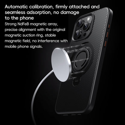 For iPhone 15 Pro Carbon Fiber MagSafe Phone Case with 360 Degree Rotating Holder(Black Grey) - iPhone 15 Pro Cases by buy2fix | Online Shopping UK | buy2fix