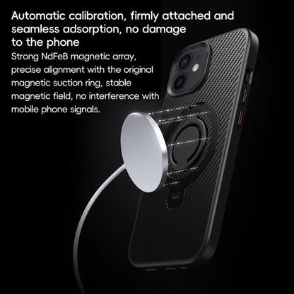 For iPhone 12 / 12 Pro Carbon Fiber MagSafe Phone Case with 360 Degree Rotating Holder(Black) - iPhone 12 / 12 Pro Cases by buy2fix | Online Shopping UK | buy2fix
