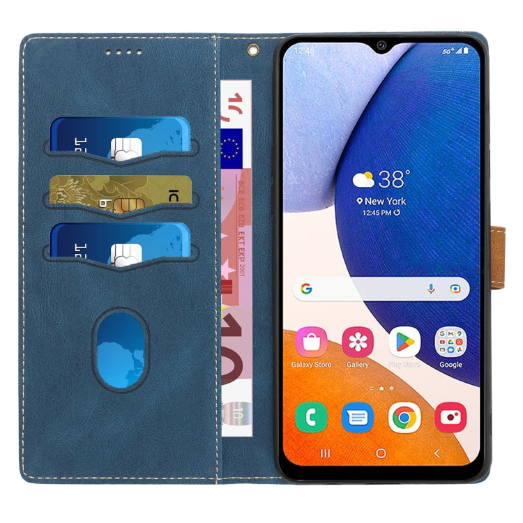 For Samsung Galaxy S25 5G Grid Stitching Leather Phone Case with Lanyard(Blue) by buy2fix