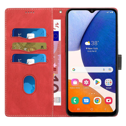 For Samsung Galaxy S25 5G Grid Stitching Leather Phone Case with Lanyard(Red) by buy2fix