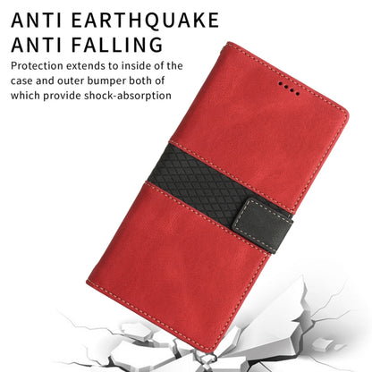 For Samsung Galaxy S25 5G Grid Stitching Leather Phone Case with Lanyard(Red) by buy2fix