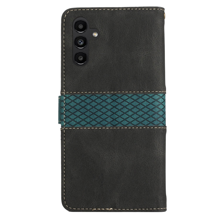For Samsung Galaxy S25 5G Grid Stitching Leather Phone Case with Lanyard(Black) by buy2fix