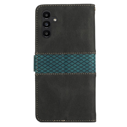 For Samsung Galaxy S25 5G Grid Stitching Leather Phone Case with Lanyard(Black) by buy2fix