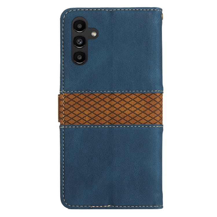 For Samsung Galaxy S25+ 5G Grid Stitching Leather Phone Case with Lanyard(Blue) by buy2fix