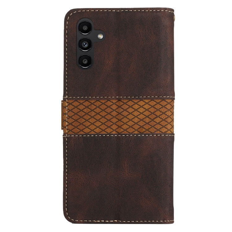 For Samsung Galaxy S25+ 5G Grid Stitching Leather Phone Case with Lanyard(Brown) by buy2fix