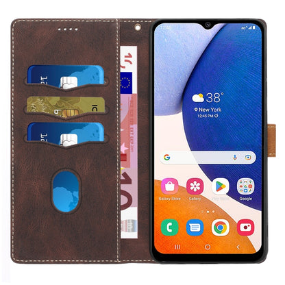 For Samsung Galaxy S25+ 5G Grid Stitching Leather Phone Case with Lanyard(Brown) by buy2fix