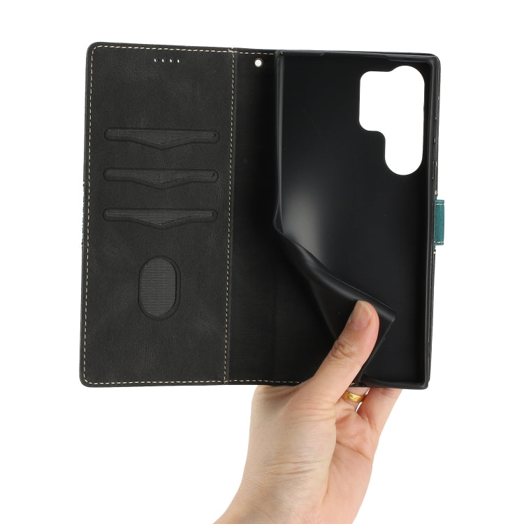For Samsung Galaxy S25 Ultra 5G Grid Stitching Leather Phone Case with Lanyard(Black) by buy2fix