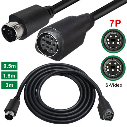 Mini DIN 7 Pin Core Audio / Video Cable, Length:0.5m(Male to Female Straight) - Cables by buy2fix | Online Shopping UK | buy2fix