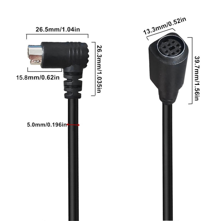 Mini DIN 7 Pin Core Audio / Video Cable, Length:1.8m(Male to Female Elbow) - Cables by buy2fix | Online Shopping UK | buy2fix