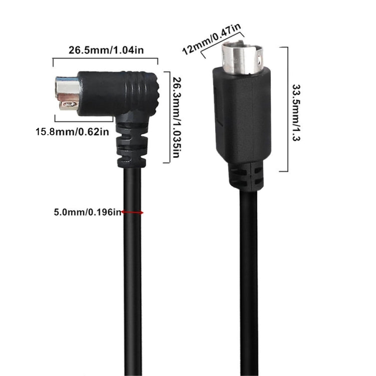 Mini DIN 6 Pin Core Extension Cable, Length:3m(Male Elbow to Male Straight) - Cables by buy2fix | Online Shopping UK | buy2fix