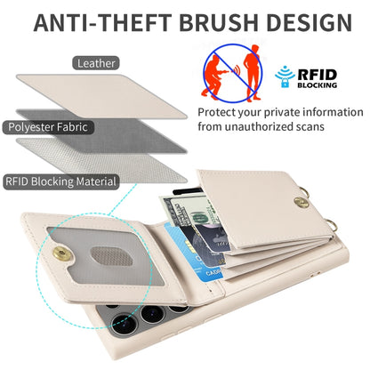 For Samsung Galaxy S25 Ultra 5G Crossbody Lanyard Zipper Wallet Leather Phone Case(Beige) by buy2fix