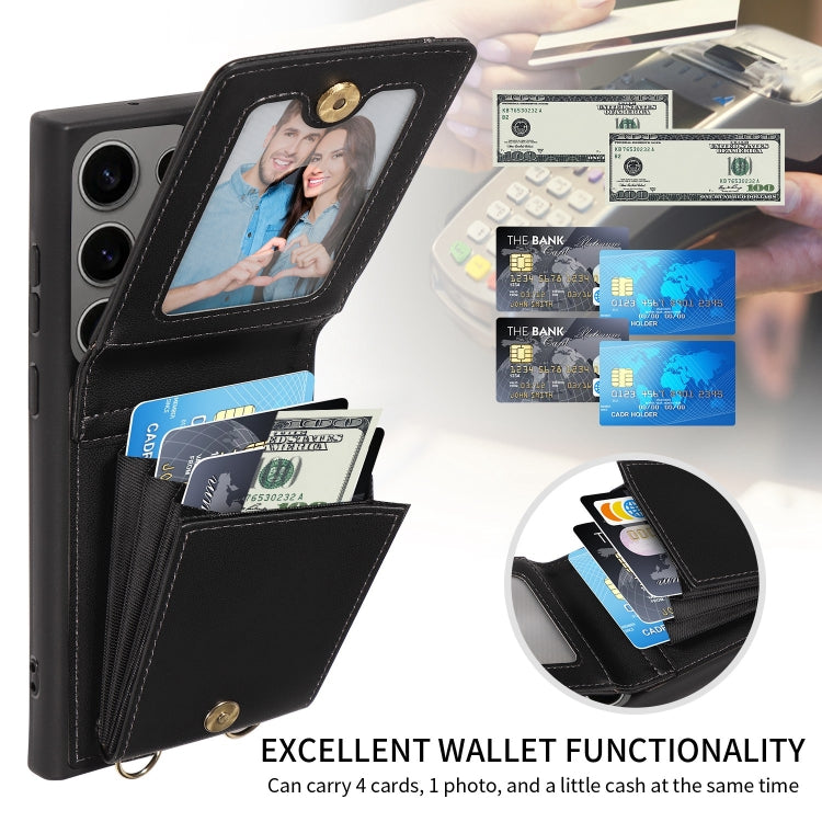 For Samsung Galaxy S25 Ultra 5G Crossbody Lanyard Zipper Wallet Leather Phone Case(Black) by buy2fix