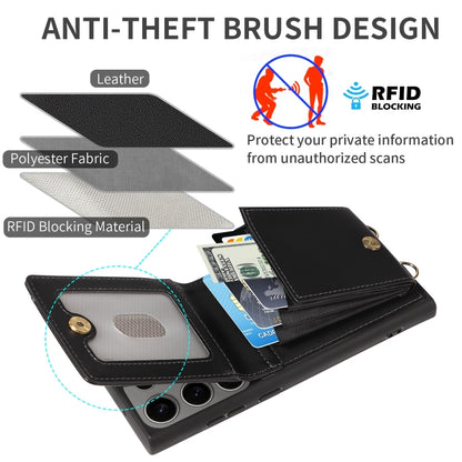 For Samsung Galaxy S25 Ultra 5G Crossbody Lanyard Zipper Wallet Leather Phone Case(Black) by buy2fix