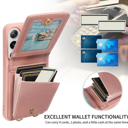 For Samsung Galaxy S25+ 5G Crossbody Lanyard Zipper Wallet Leather Phone Case(Rose Gold) by buy2fix
