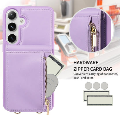 For Samsung Galaxy S25+ 5G Crossbody Lanyard Zipper Wallet Leather Phone Case(Purple) by buy2fix