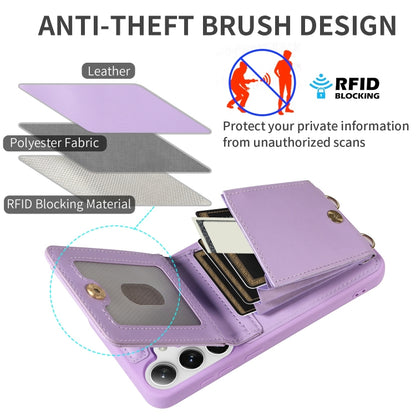 For Samsung Galaxy S25+ 5G Crossbody Lanyard Zipper Wallet Leather Phone Case(Purple) by buy2fix