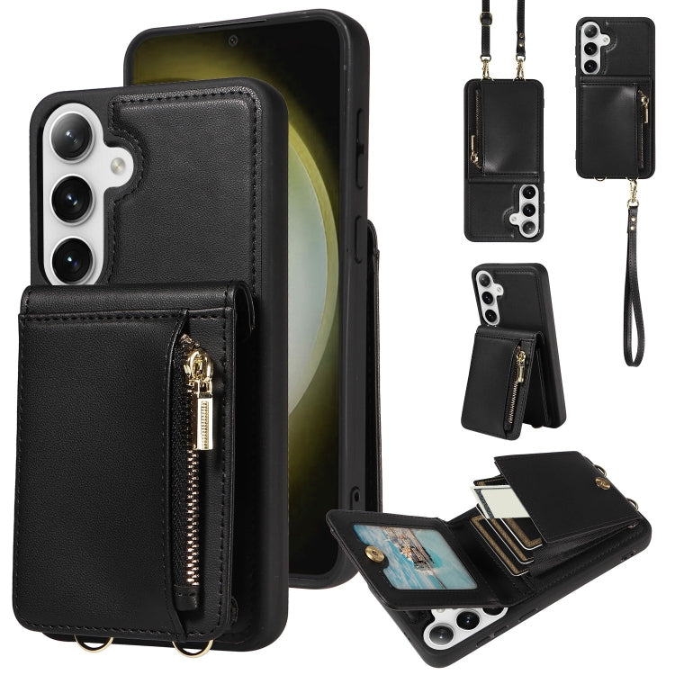 For Samsung Galaxy S25+ 5G Crossbody Lanyard Zipper Wallet Leather Phone Case(Black) by buy2fix