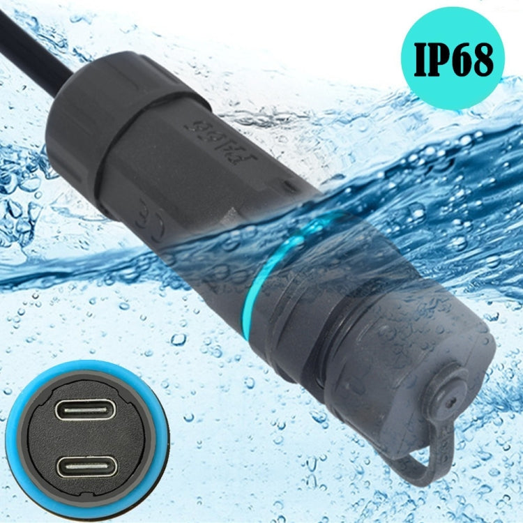 10Gpbs IP68 Waterproof Dual Ports Type-C Female to Female Straight Coupler Adapter With Protective Cover - Network Hubs by buy2fix | Online Shopping UK | buy2fix