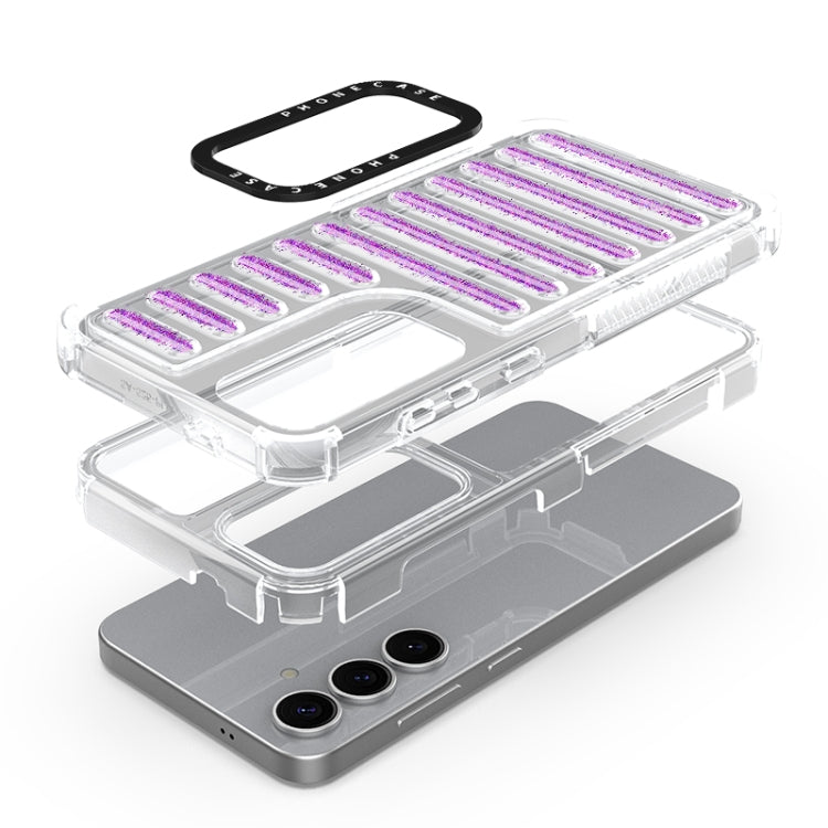 For Samsung Galaxy S25 5G Capsule Glitter TPU Hybrid PC Airbag Phone Case(Red) by buy2fix