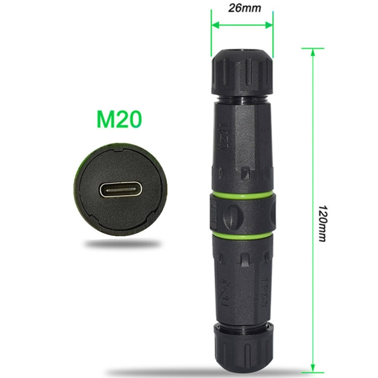 10Gpbs Outdoor IP68 Waterproof Single Port Type-C Female to Female Straight Coupler Adapter - Network Hubs by buy2fix | Online Shopping UK | buy2fix