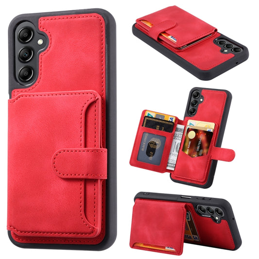 For Samsung Galaxy S25 5G Skin Feel Dream RFID Anti-theft PU Card Bag Phone Case(Red) by buy2fix