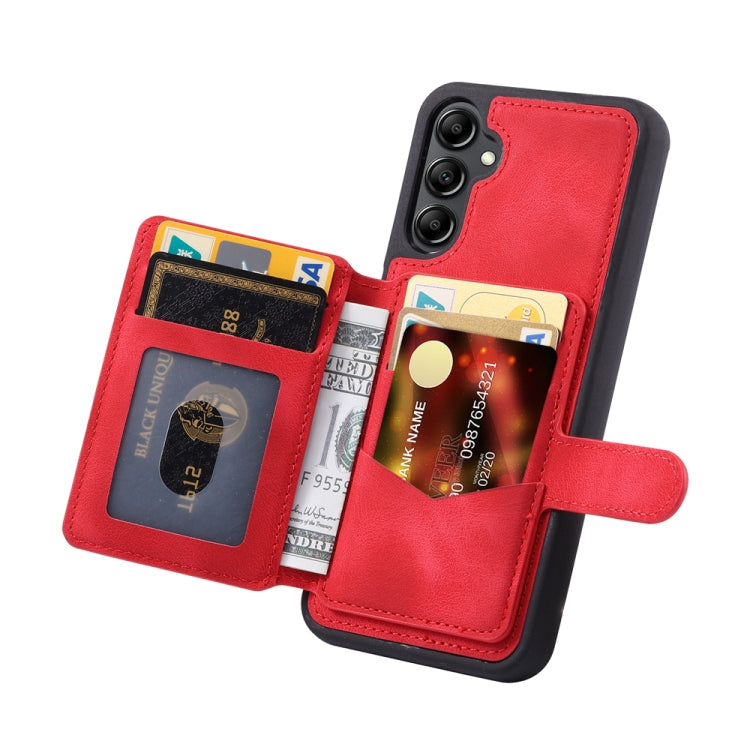 For Samsung Galaxy S25+ 5G Skin Feel Dream RFID Anti-theft PU Card Bag Phone Case(Red) by buy2fix