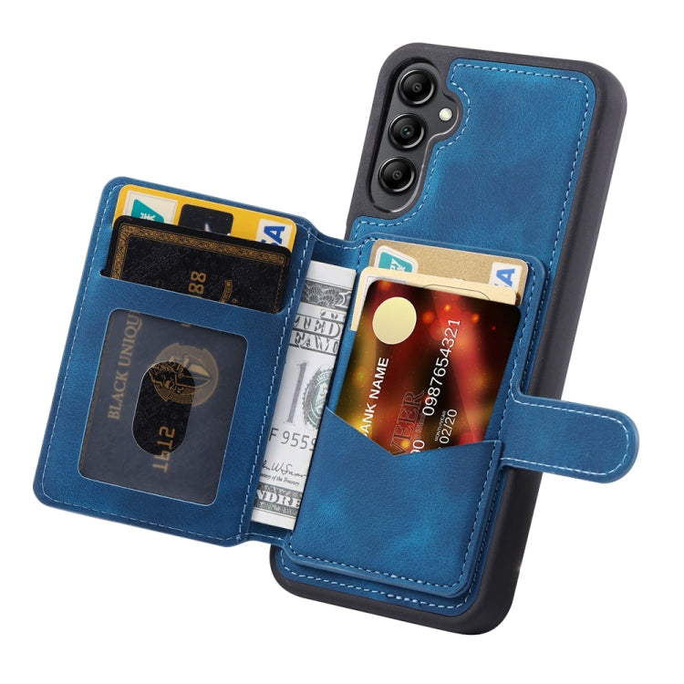 For Samsung Galaxy S25+ 5G Skin Feel Dream RFID Anti-theft PU Card Bag Phone Case(Peacock Blue) by buy2fix