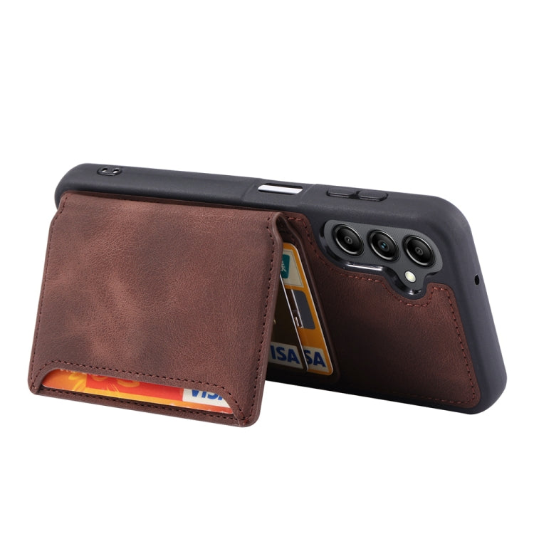 For Samsung Galaxy S25+ 5G Skin Feel Dream RFID Anti-theft PU Card Bag Phone Case(Coffee) by buy2fix