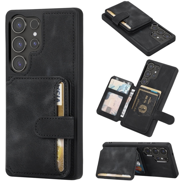 For Samsung Galaxy S25 Ultra 5G Skin Feel Dream RFID Anti-theft PU Card Bag Phone Case(Black) by buy2fix